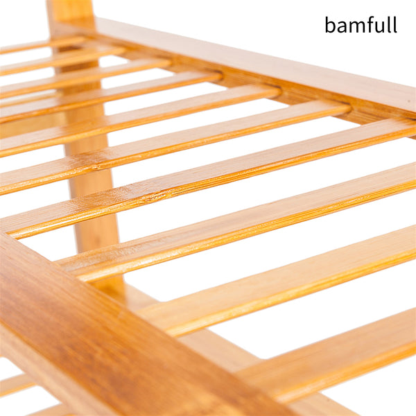 bamfull Concise 12-Batten 4 Tiers Bamboo Shoe Rack Wood Color