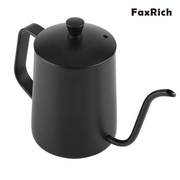 FaxRich 550ml Stainless Steel Long Gooseneck Coffee Pot Kettle with Lid for Home Kitchen Coffee Shop