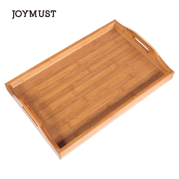 JOYMUST Tray With Handles Wood Color
