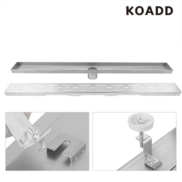 KOADD 304 Stainless Steel Shower Floor Drain Long Strip Line HFD01-80cm Double Seal Deodorant