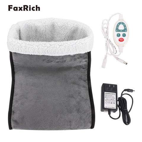 FaxRich 100-240V Electric Foot Warmer Detachable Feet Heating Boot Heater Shoes US Plug (Grey)