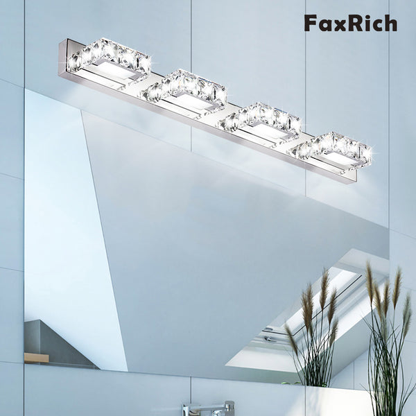 FaxRich 9W Three Lights Crystal Surface Bathroom Bedroom Lamp Warm White Light Silver