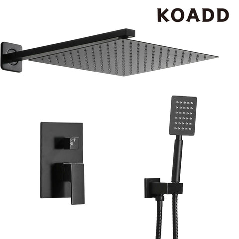 KOADD Stainless Steel Shower Set 10 Inch Top Shower-Black